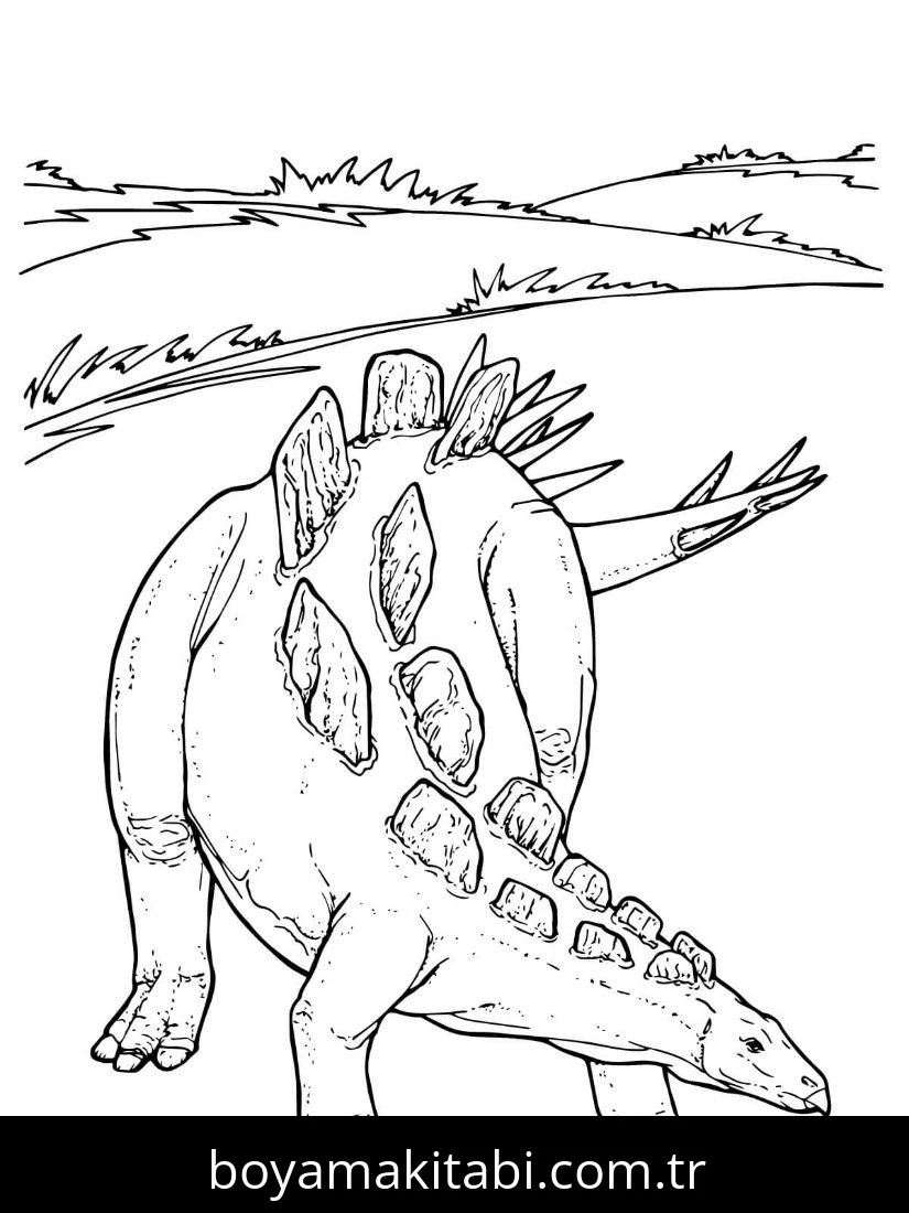 Stegosaurus Dinazor boyama sayfası – çocuk aktivitesi, PDF indir