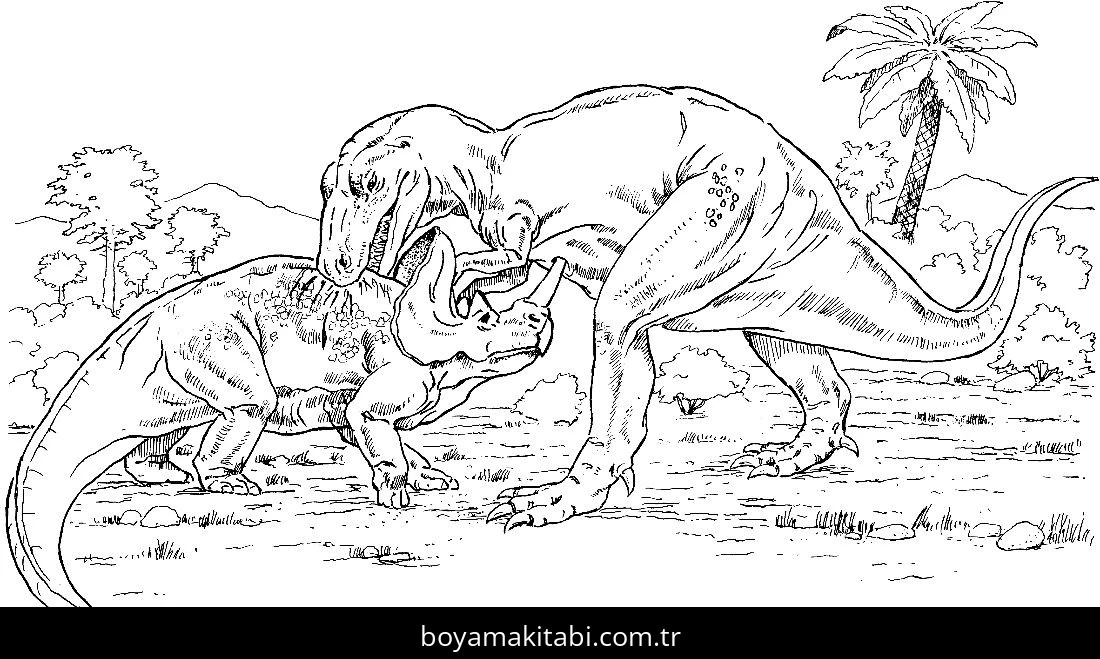 Triceratops Dinazor boyama sayfası – eğitici aktivite, yaratıcılık