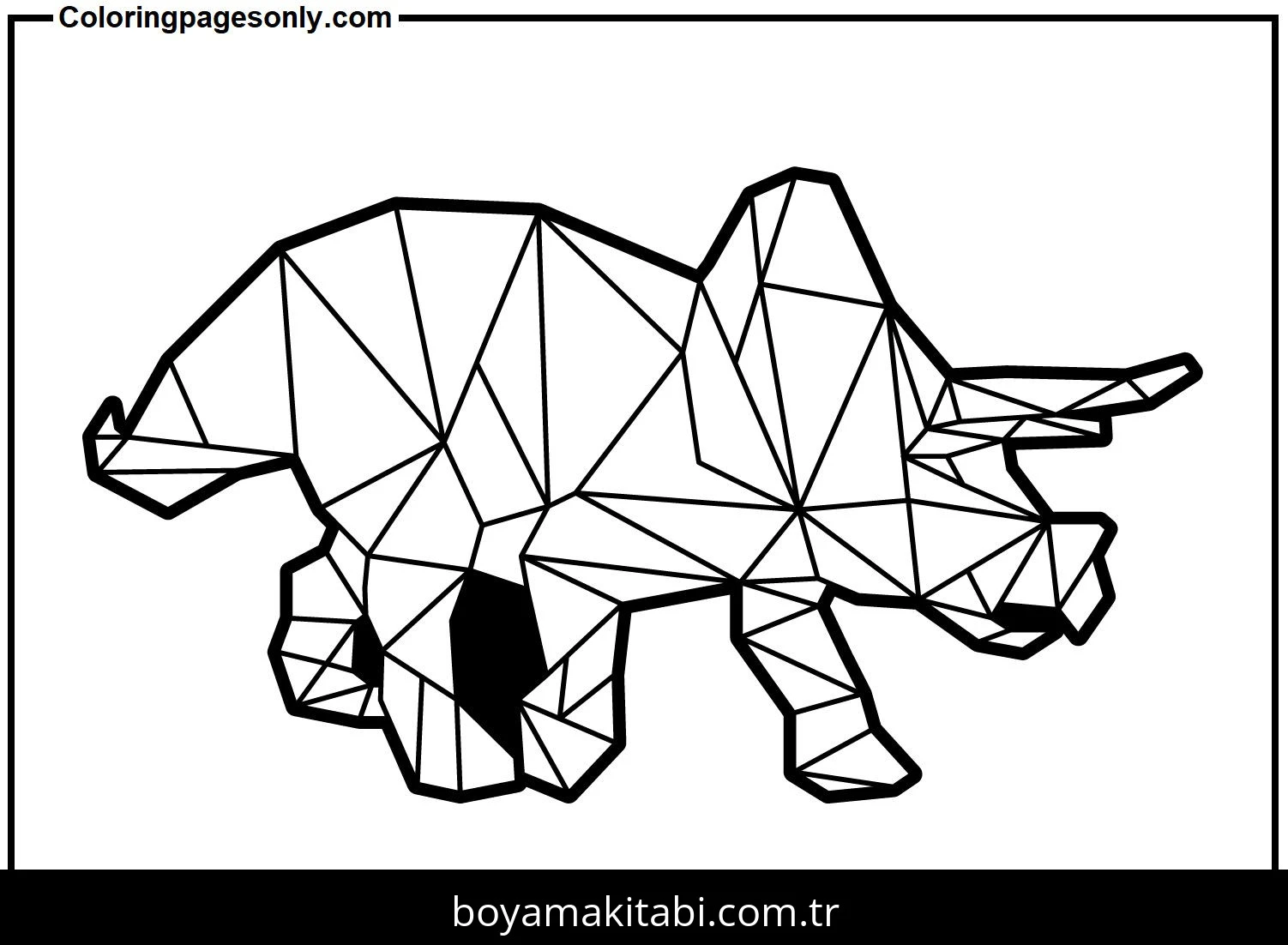 Triceratops Dinazor boyama sayfası – çocuk aktivitesi, PDF indir