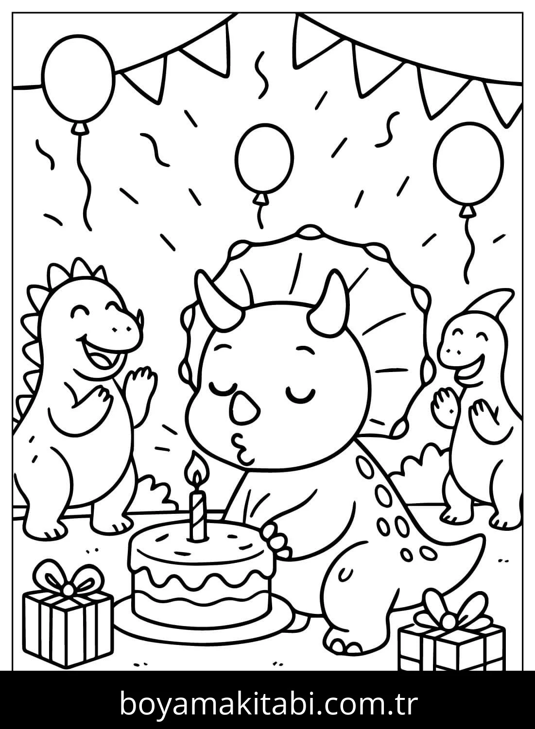 Triceratops Dinazor boyama sayfası – yaratıcılık, eğlenceli etkinlik