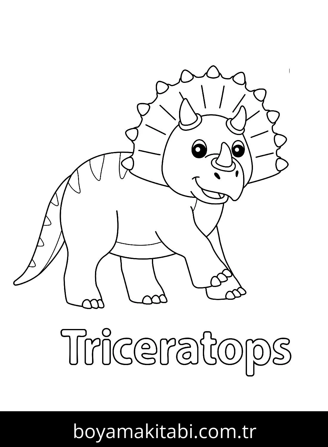 Triceratops Dinazor boyama sayfası – boyama etkinliği, çocuk aktivitesi