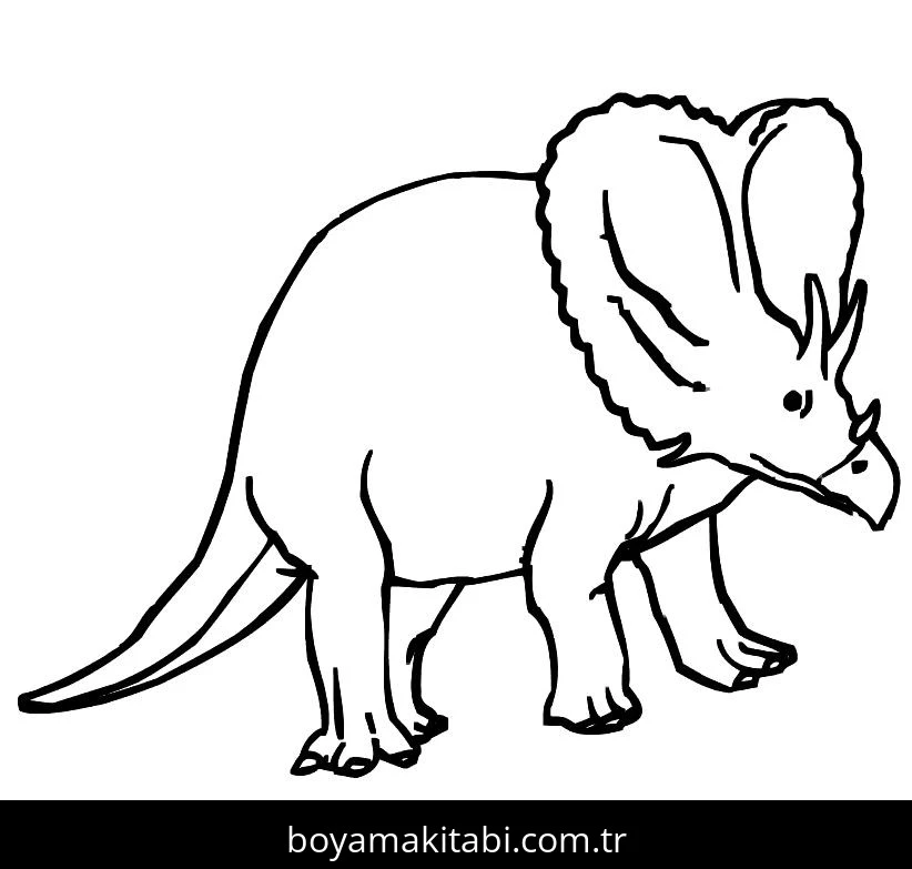 Triceratops Dinazor boyama sayfası – çizgi film temalı, basit çizim