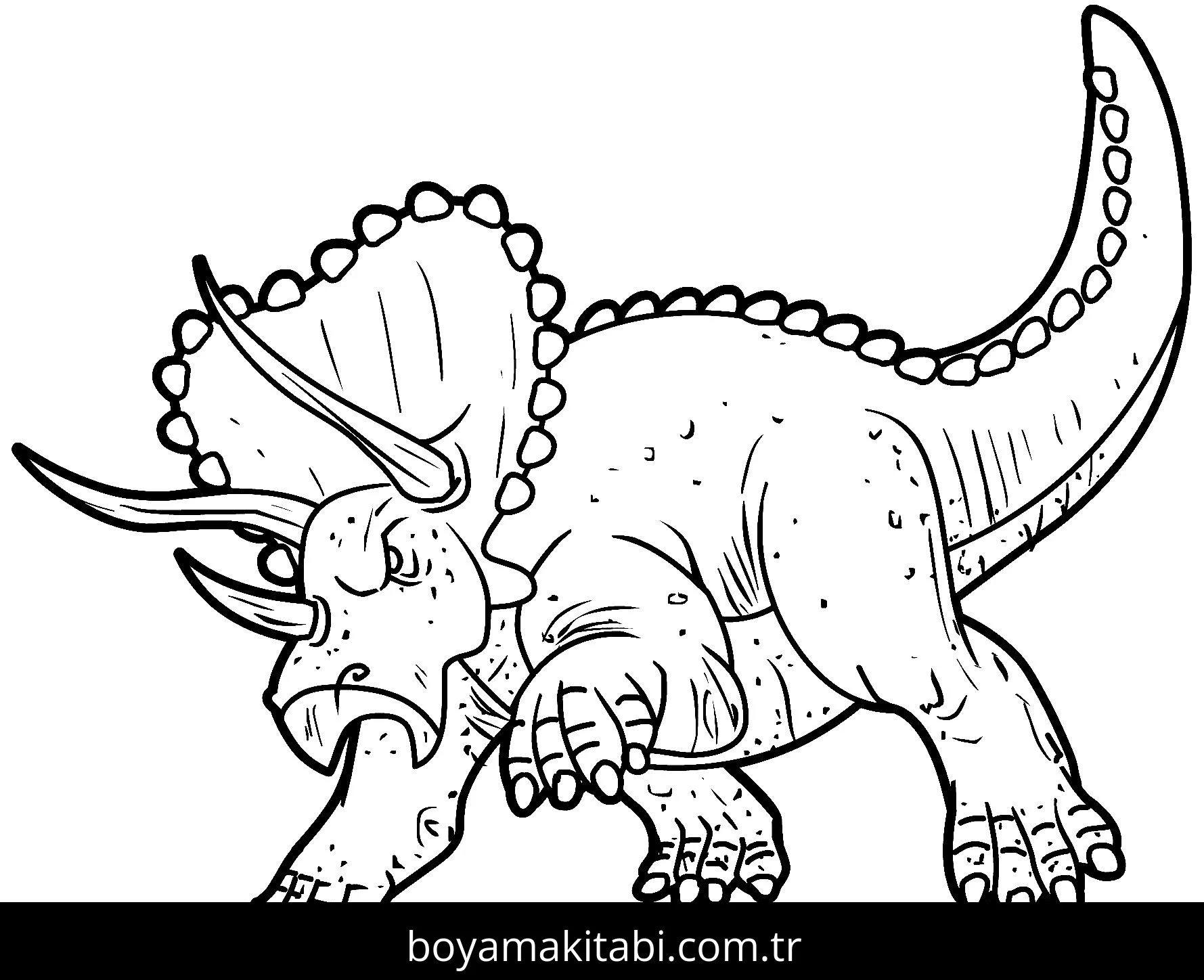 Triceratops Dinazor boyama sayfası – eğitici aktivite, yaratıcılık
