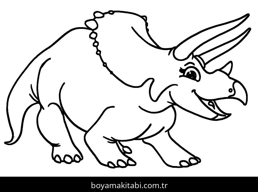 Triceratops Dinazor boyama sayfası – keyifli zaman, renkli çizimler