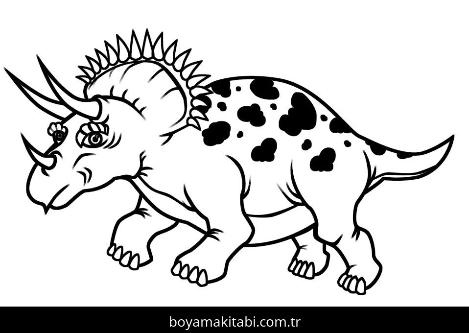 Triceratops Dinazor boyama sayfası – evde etkinlik, ücretsiz yazdır