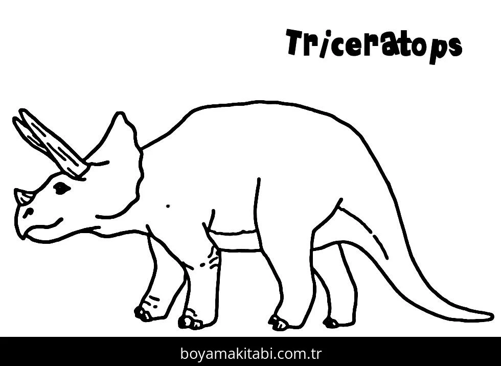 Triceratops Dinazor boyama sayfası – çocuk aktivitesi, PDF indir