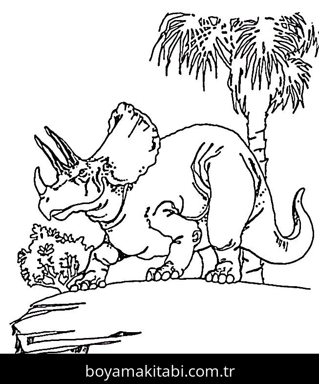 Triceratops Dinazor boyama sayfası – sanatsal çalışma, çocuklar için