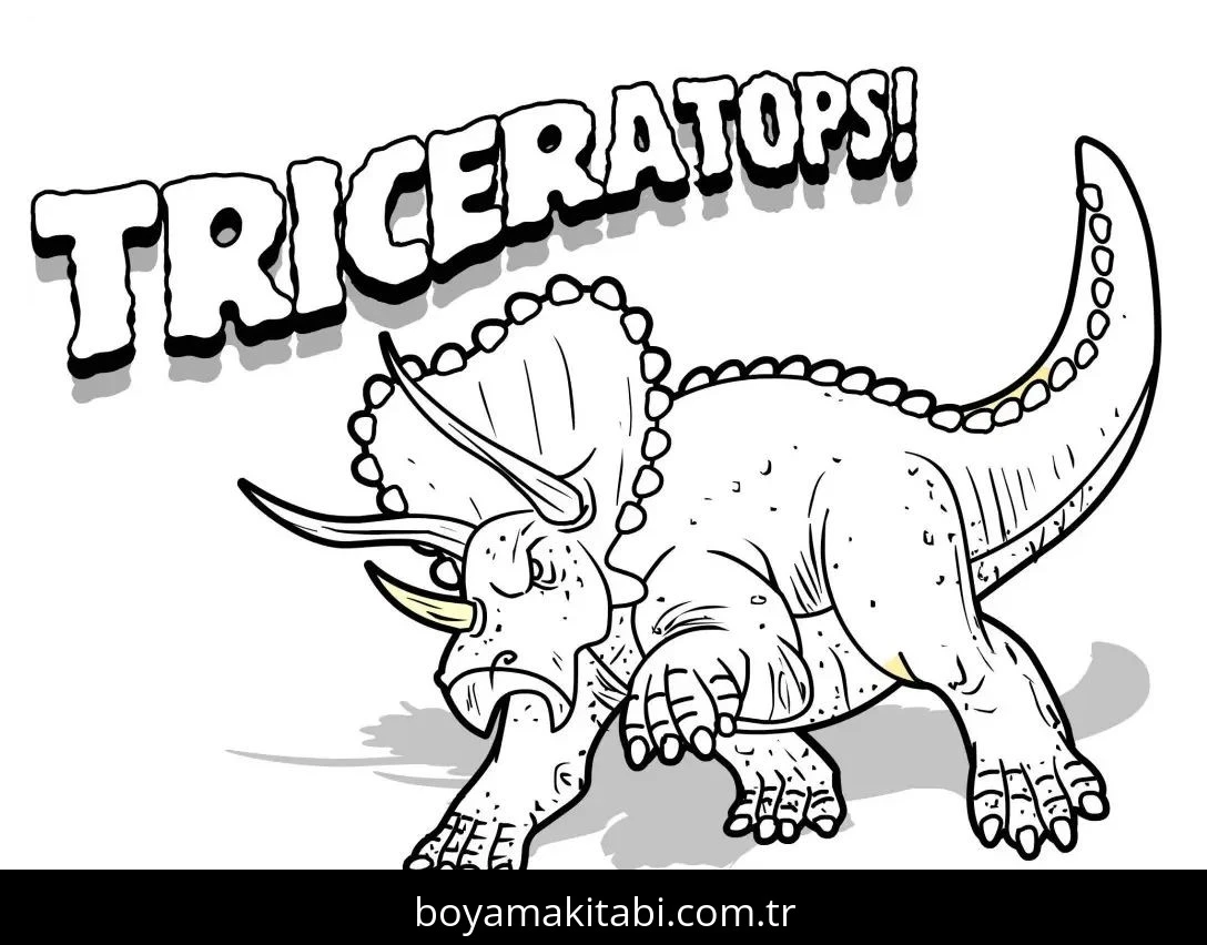 Triceratops Dinazor boyama sayfası – yaratıcılık, eğlenceli etkinlik