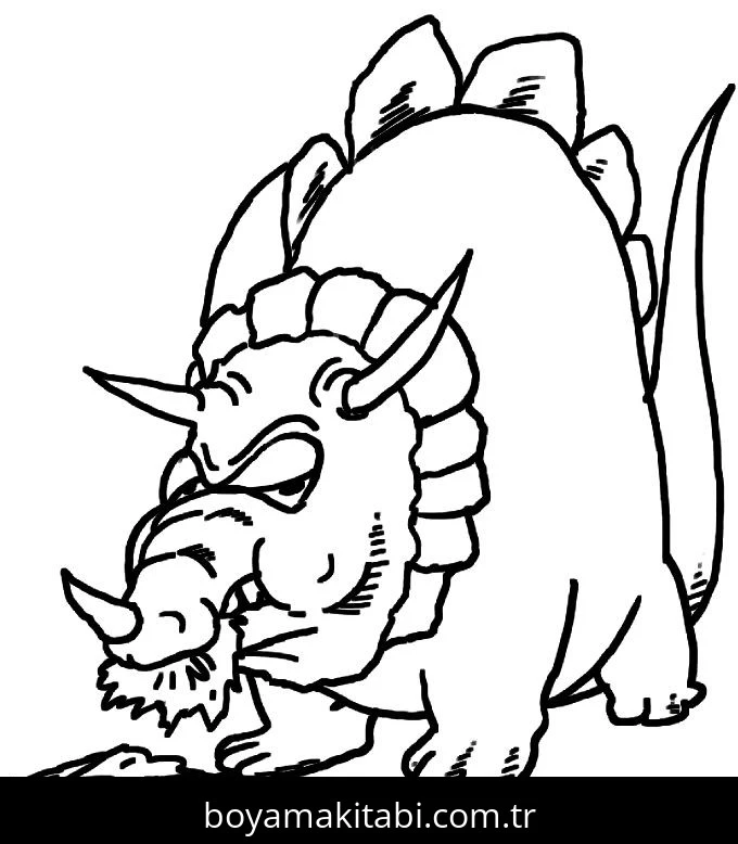 Triceratops Dinazor boyama sayfası – renkli çizimler, okul öncesi