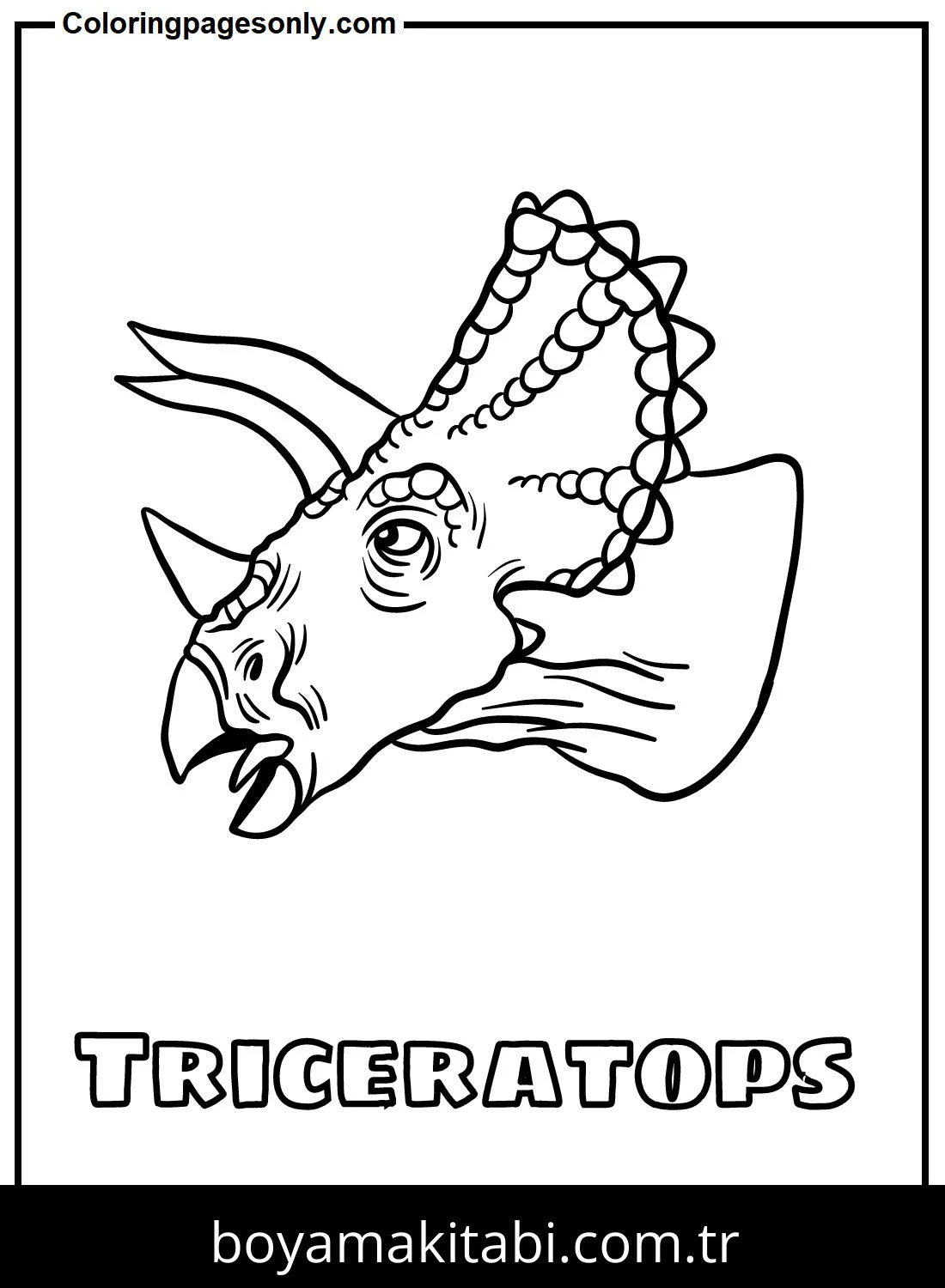 Triceratops Dinazor boyama sayfası – çocuklar için, çizgi film temalı