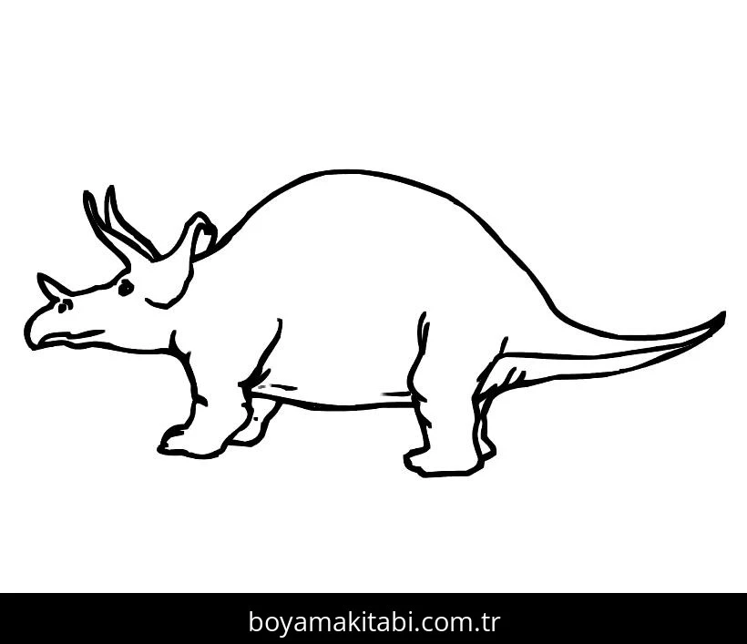 Triceratops Dinazor boyama sayfası – kolay boyama, eğitici aktivite