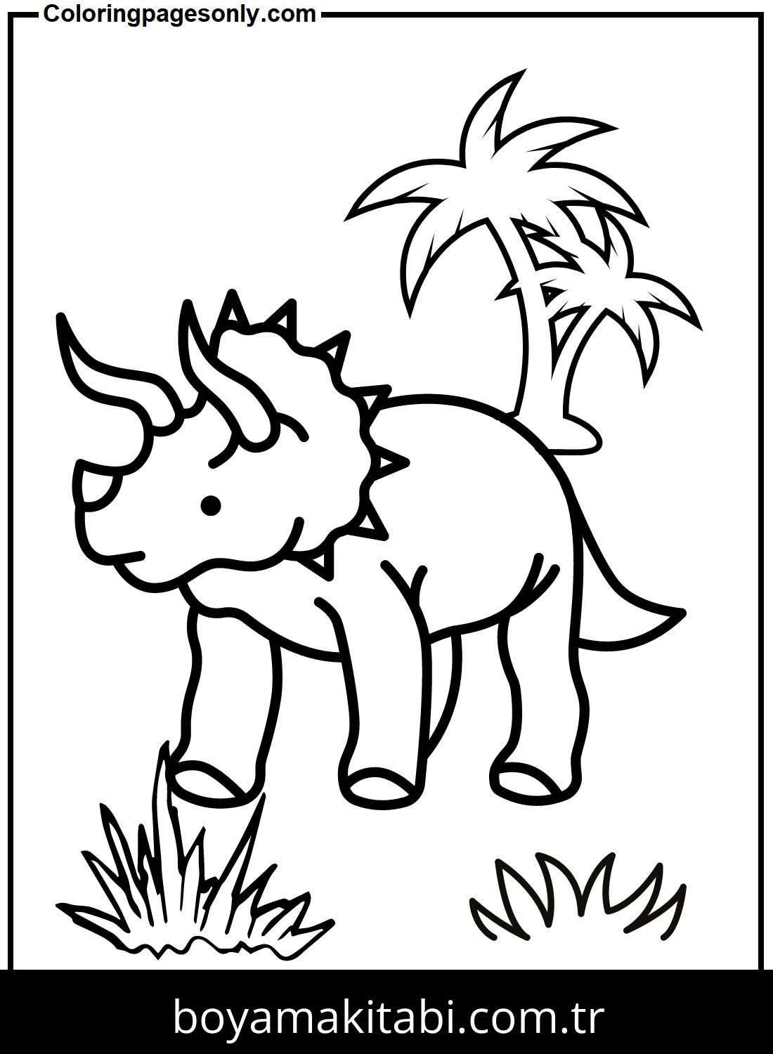 Triceratops Dinazor boyama sayfası – boyama etkinliği, çocuk aktivitesi