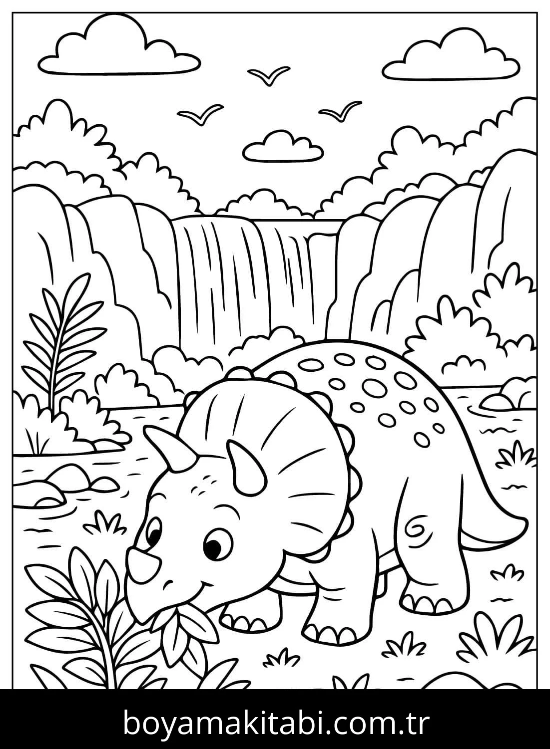 Triceratops Dinazor boyama sayfası – eğitici aktivite, yaratıcılık