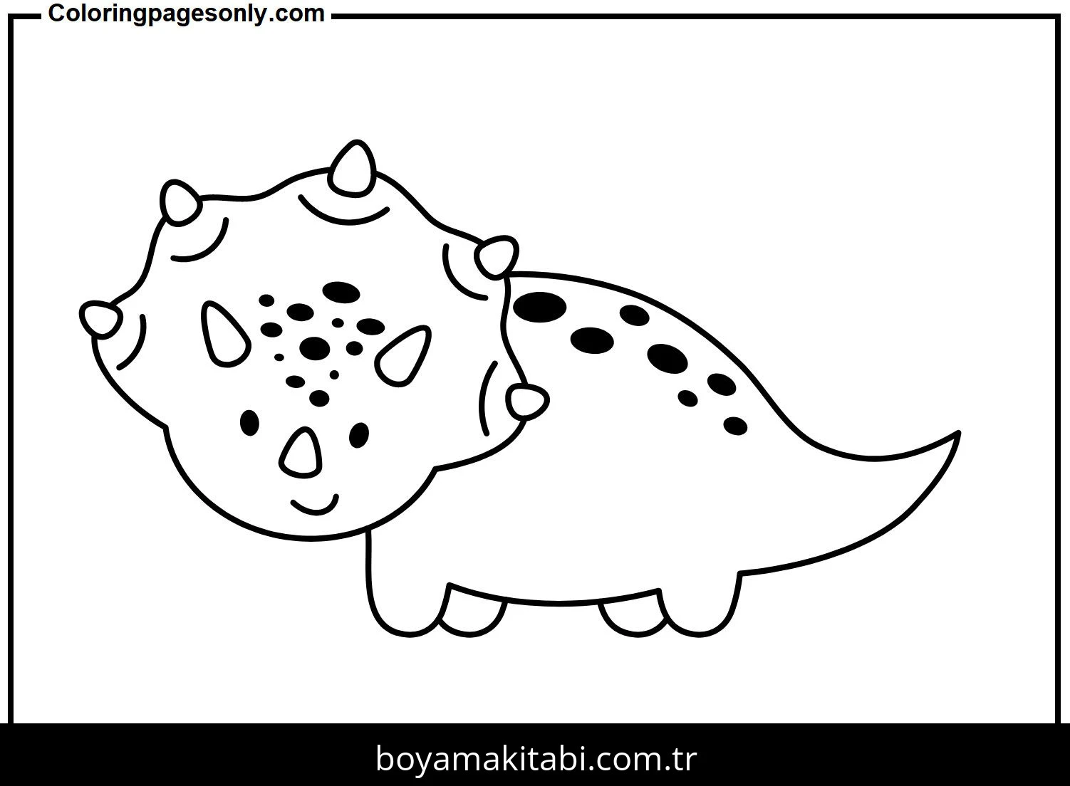 Triceratops Dinazor boyama sayfası – basit çizim, kolay boyama