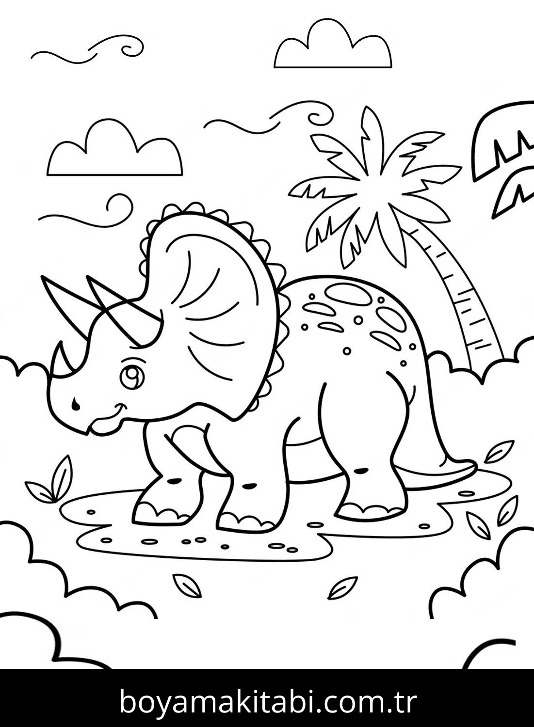 Triceratops Dinazor boyama sayfası – boyama çalışması, yaratıcılığı geliştirir