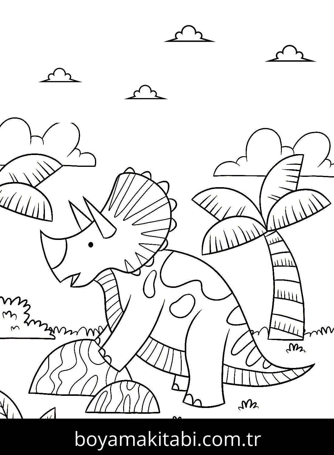 Triceratops Dinazor boyama sayfası – ücretsiz yazdır, boyama etkinliği