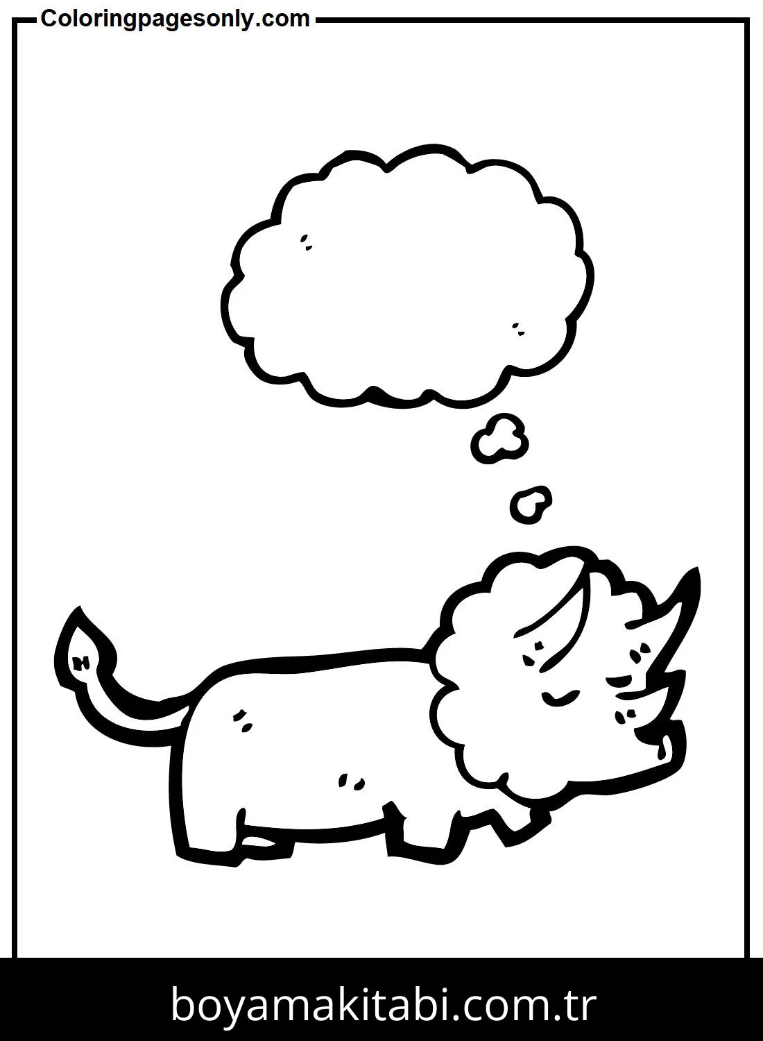 Triceratops Dinazor boyama sayfası – eğlenceli etkinlik, el becerilerini geliştirir