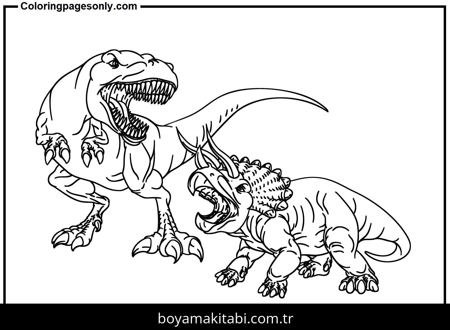 Triceratops Dinazor boyama sayfası – çizgi film temalı, basit çizim