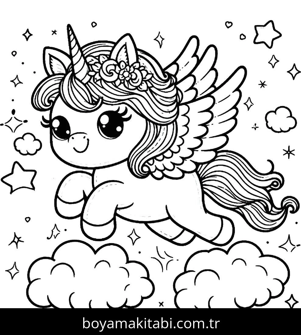 Alicorn boyama sayfası – yaratıcılık, eğlenceli etkinlik
