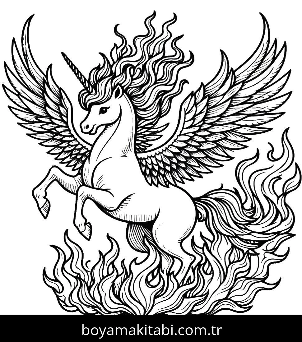Alicorn boyama sayfası – çocuklar için, çizgi film temalı