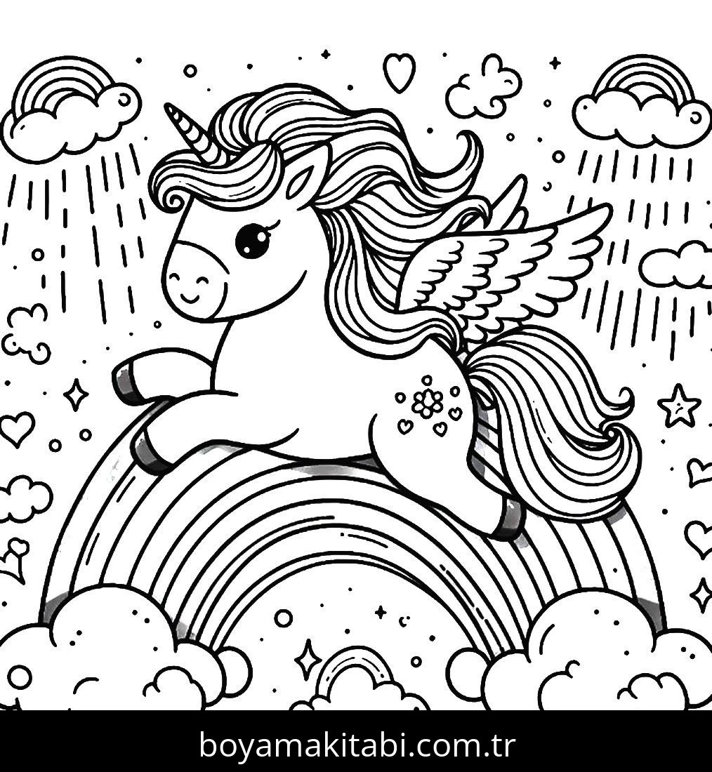 Alicorn boyama sayfası – eğlenceli etkinlik, el becerilerini geliştirir