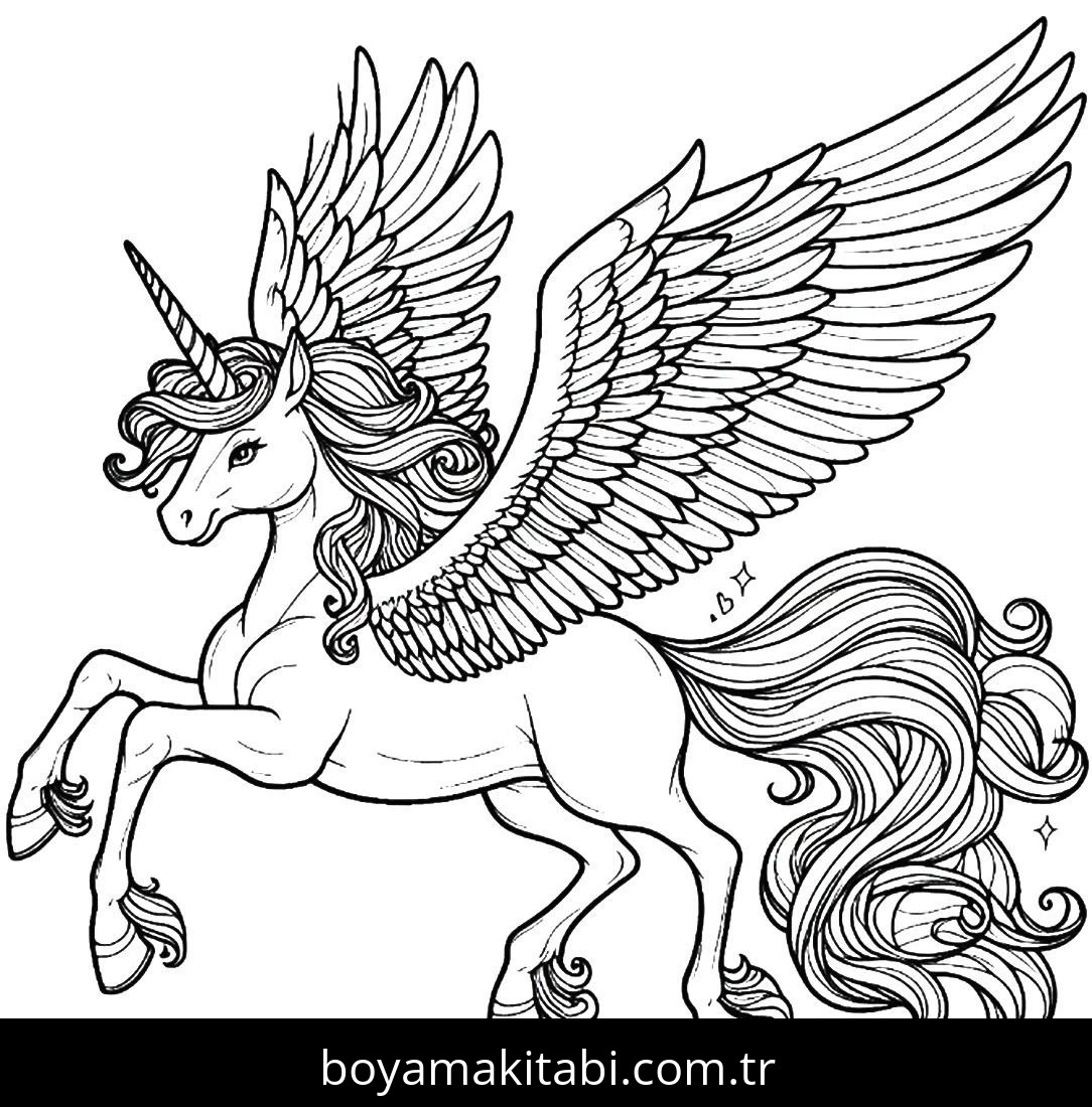 Alicorn boyama sayfası – yaratıcılığı geliştirir, keyifli zaman