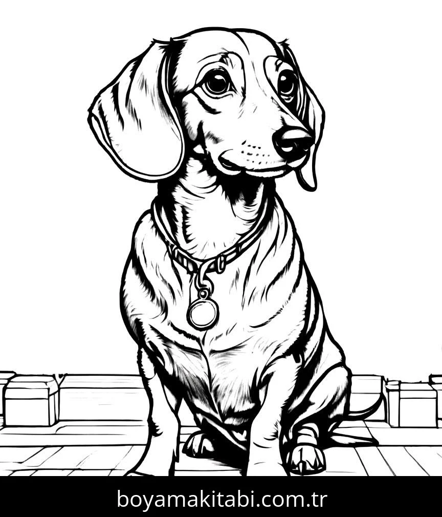 Köpek boyama sayfası #645 – kolay boyama, eğitici aktivite