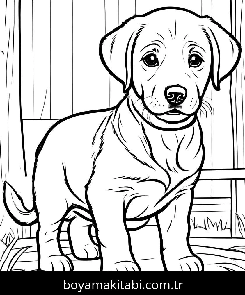 Yavru Köpek boyama sayfası – sevimli karakter, sanatsal çalışma