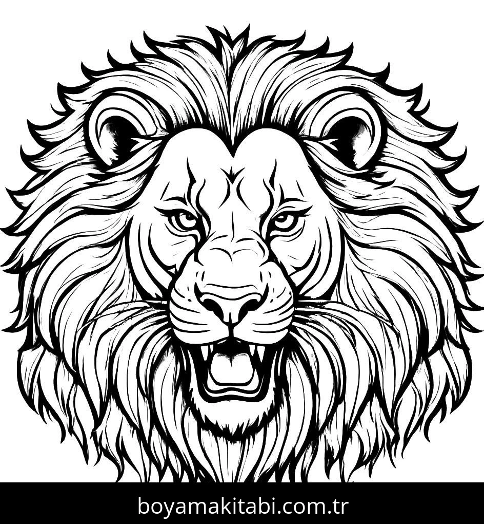 Aslan boyama sayfası – PDF indir, sevimli karakter