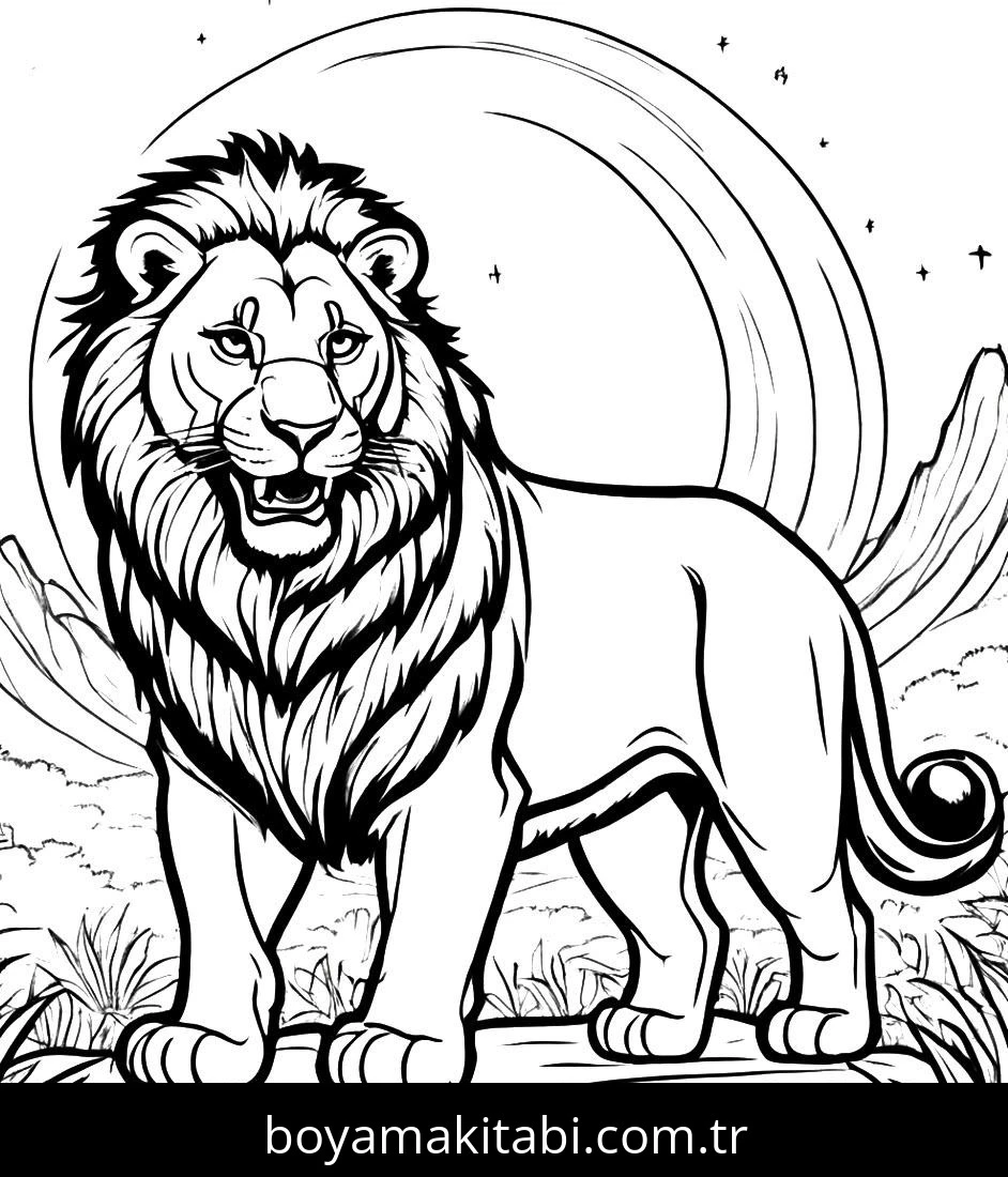 Aslan boyama sayfası – boyama etkinliği, çocuk aktivitesi