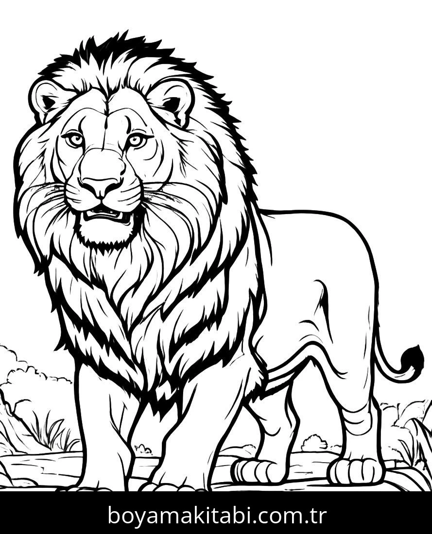 Aslan boyama sayfası – eğitici aktivite, yaratıcılık