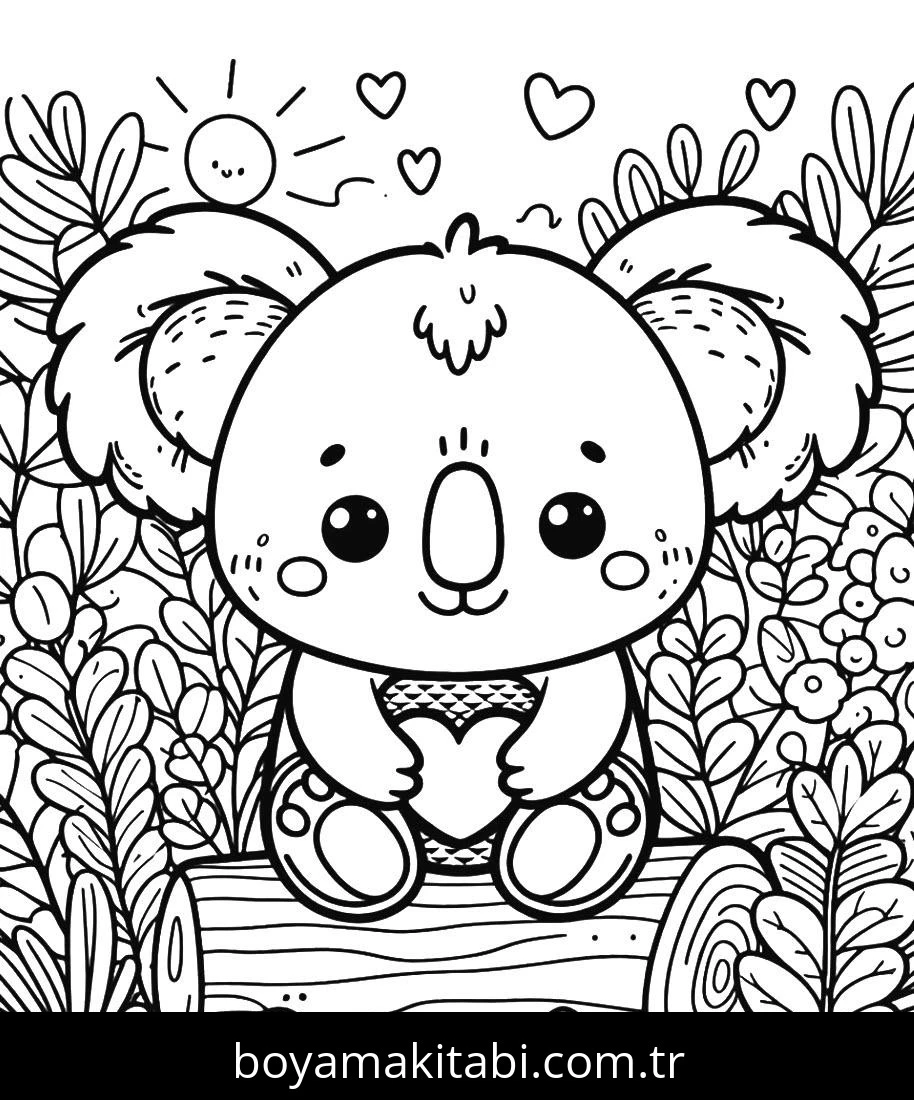Koala boyama sayfası – çocuk aktivitesi, PDF indir