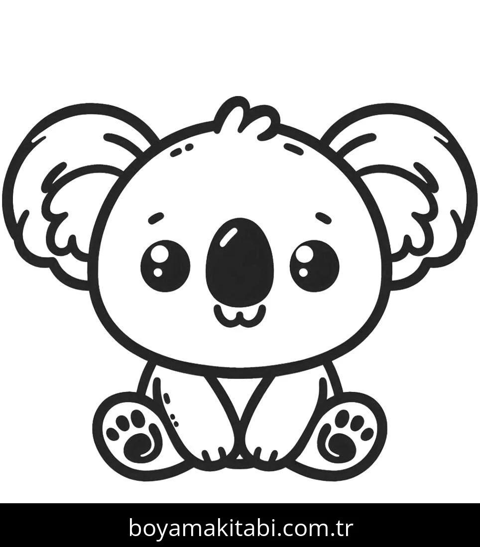 Koala boyama sayfası – basit çizim, kolay boyama