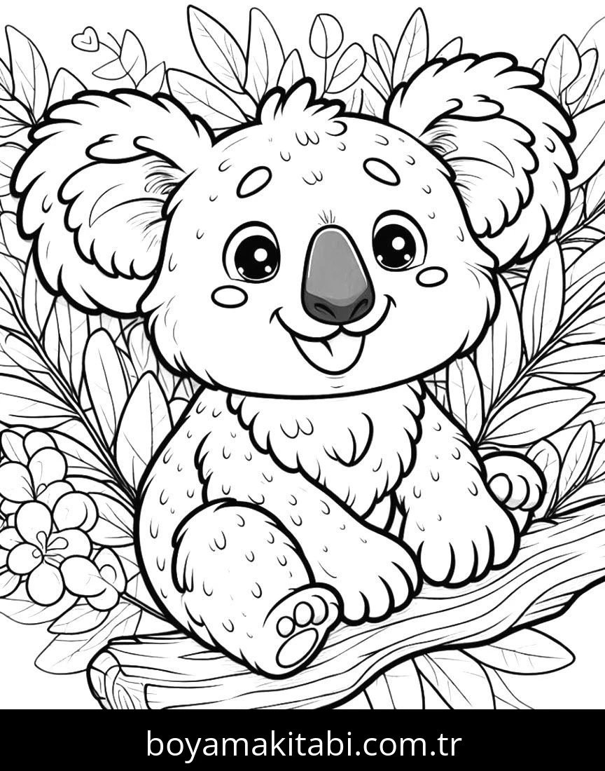 Koala boyama sayfası – boyama çalışması, yaratıcılığı geliştirir