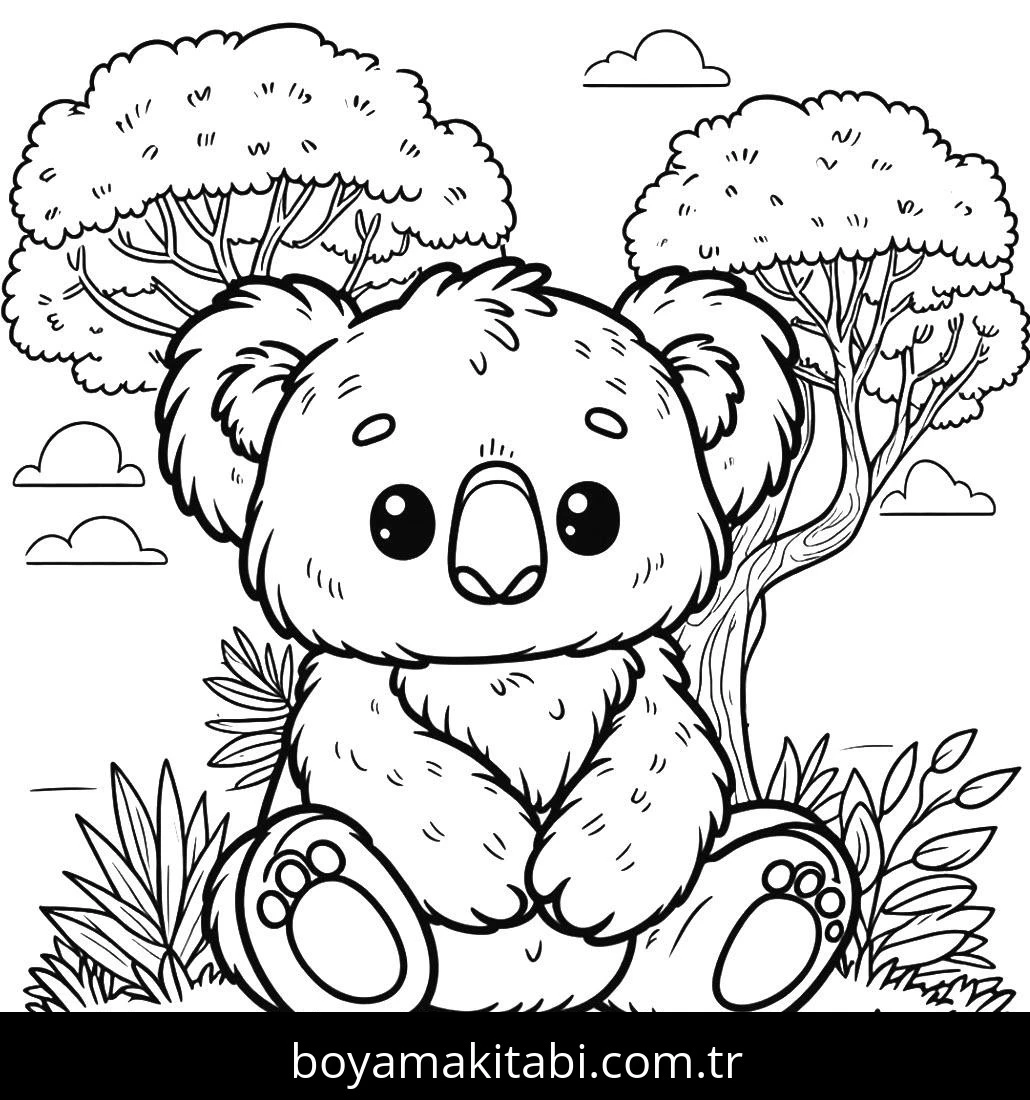 Koala boyama sayfası – PDF indir, sevimli karakter