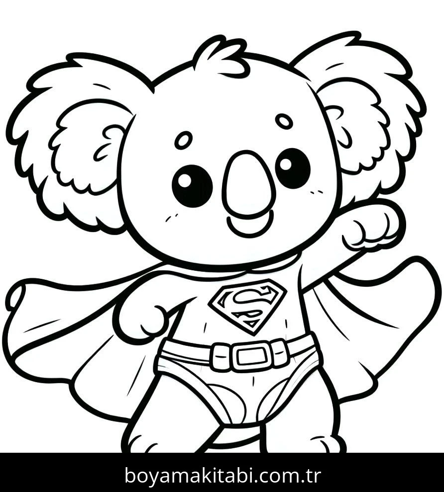 Koala boyama sayfası – çocuklar için, çizgi film temalı
