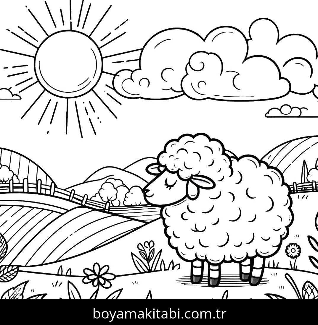 Koyun boyama sayfası – yaratıcılığı geliştirir, keyifli zaman