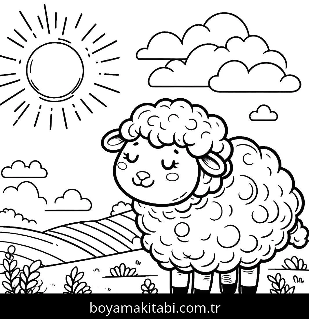 Koyun boyama sayfası – ücretsiz yazdır, boyama etkinliği