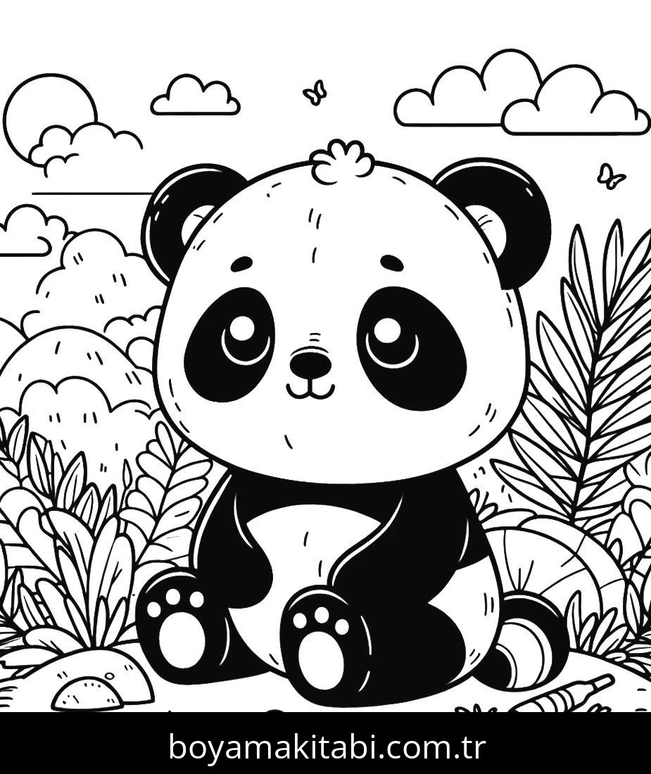Panda boyama sayfası – sanatsal çalışma, çocuklar için