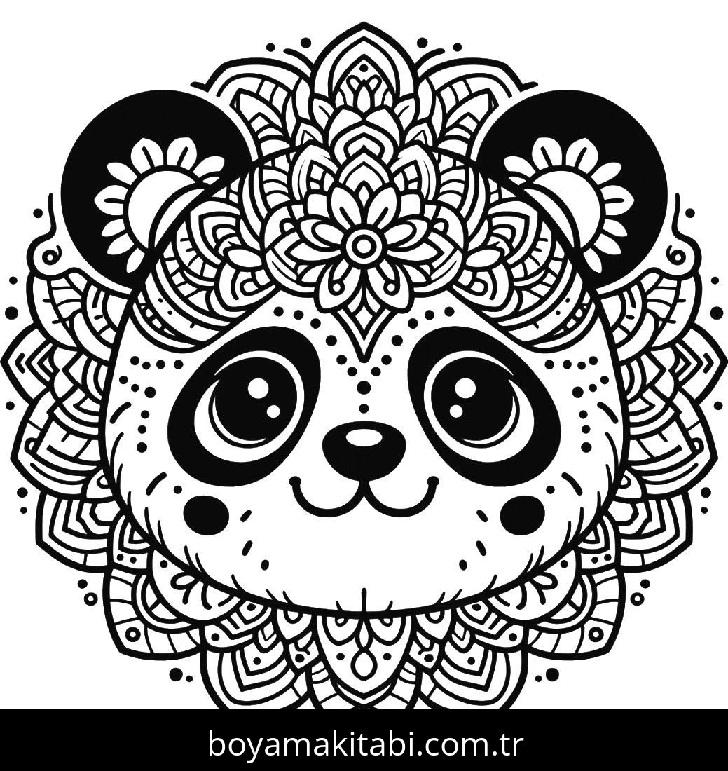Panda boyama sayfası – basit çizim, kolay boyama