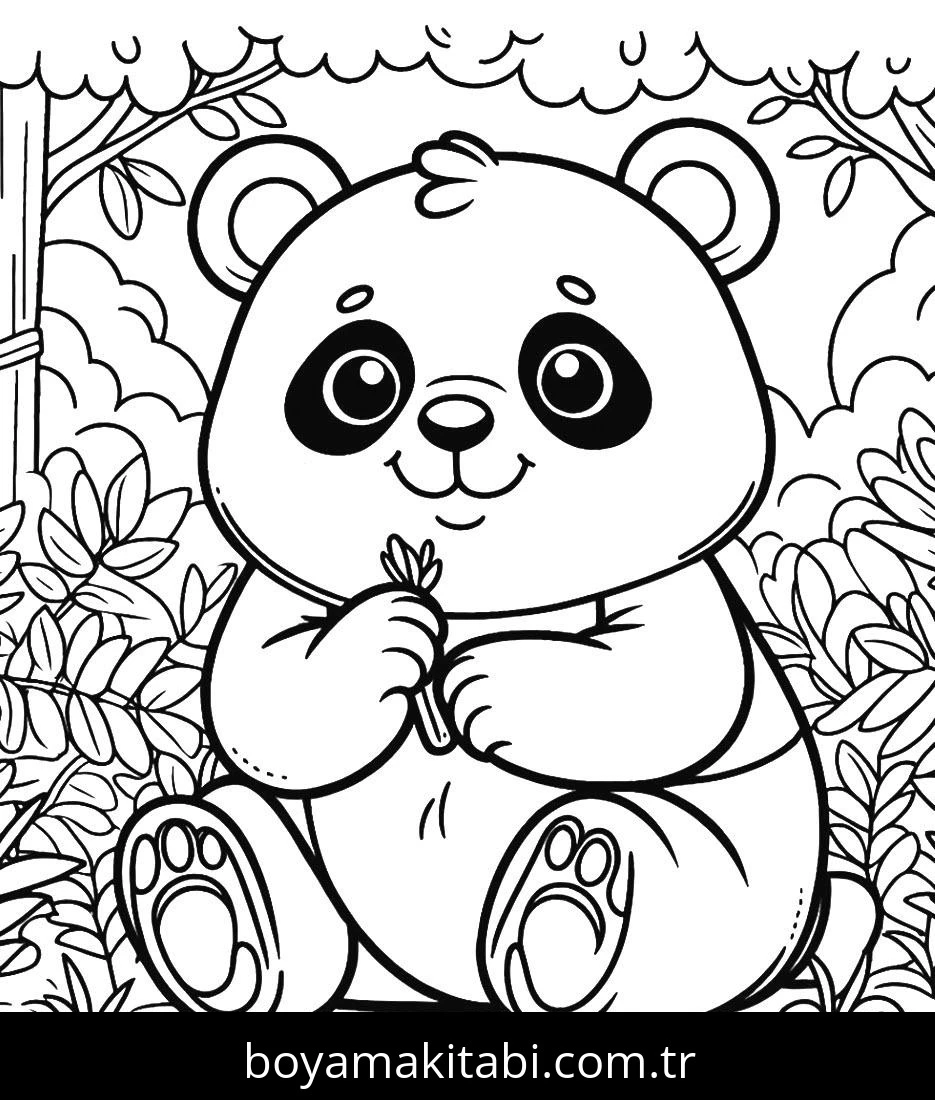 Panda boyama sayfası – PDF indir, sevimli karakter