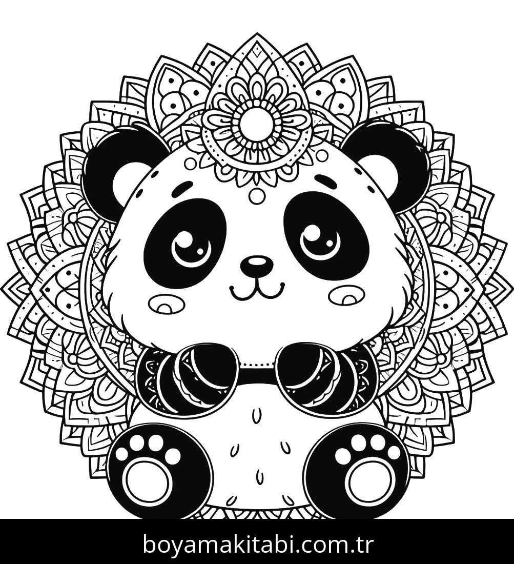 Panda boyama sayfası – çocuklar için, çizgi film temalı