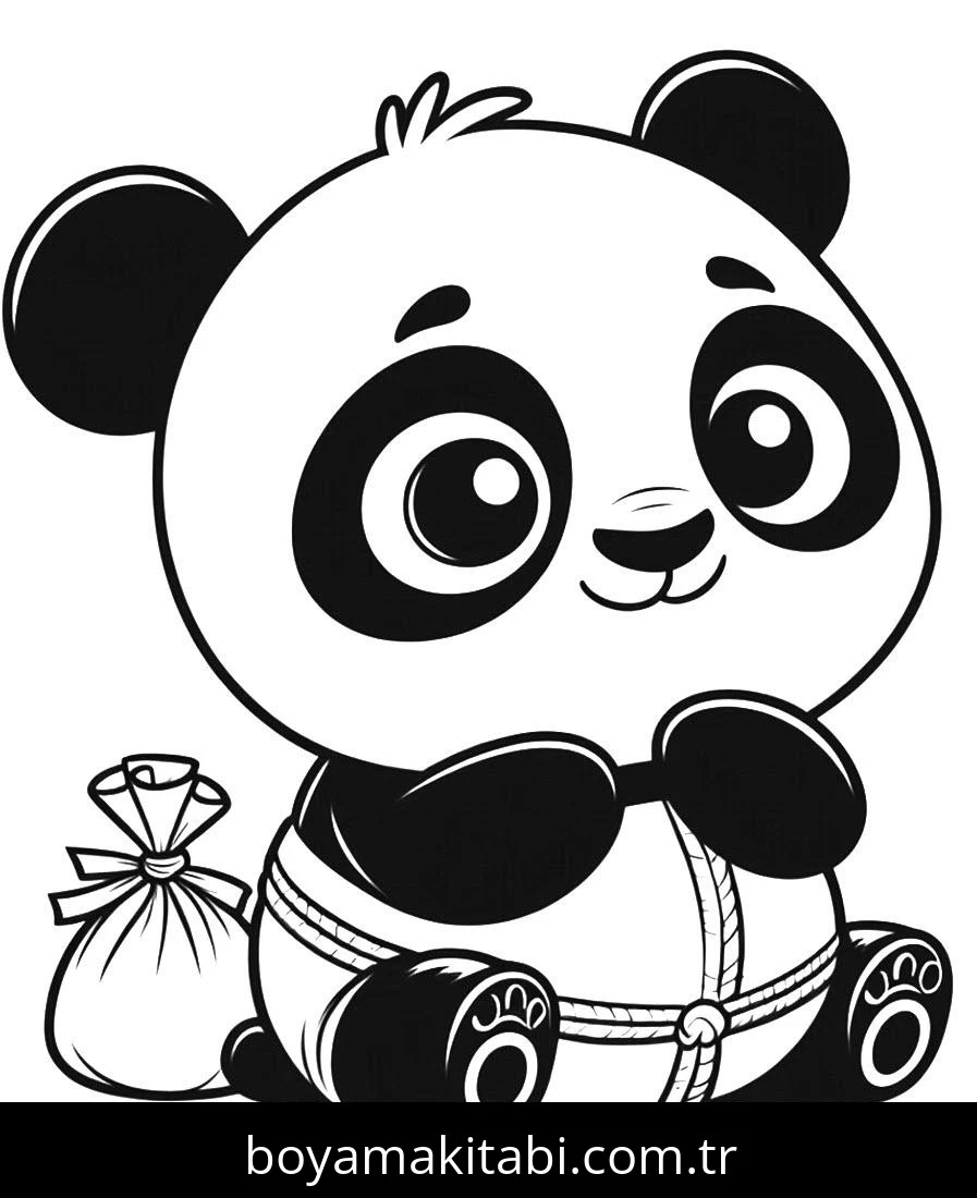 Panda boyama sayfası – kolay boyama, eğitici aktivite