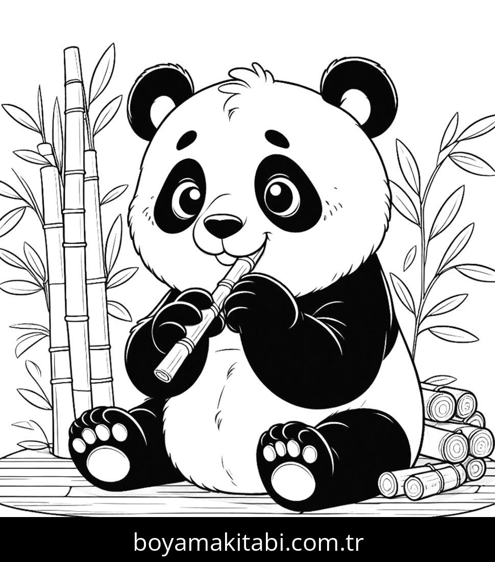 Panda boyama sayfası – keyifli zaman, renkli çizimler