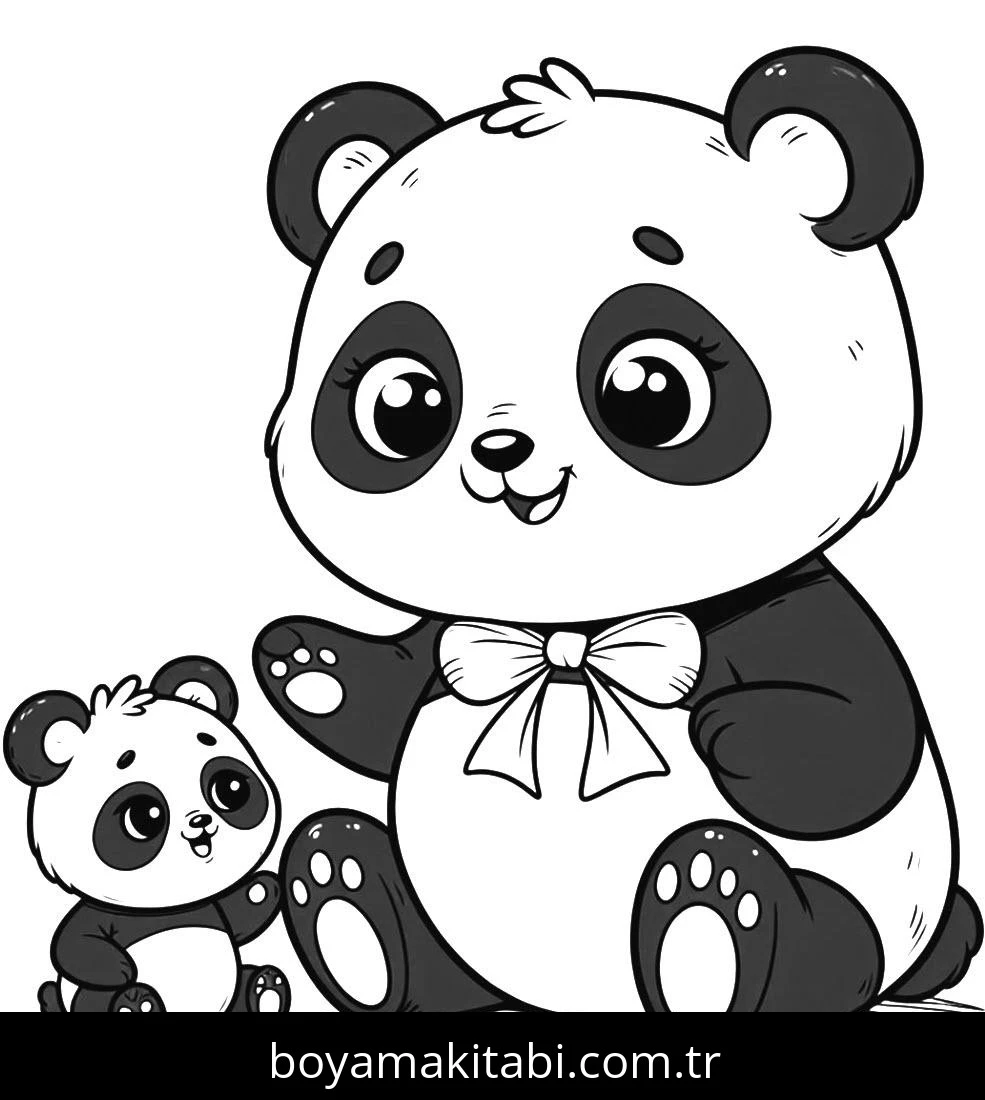 Panda boyama sayfası – çocuk aktivitesi, PDF indir