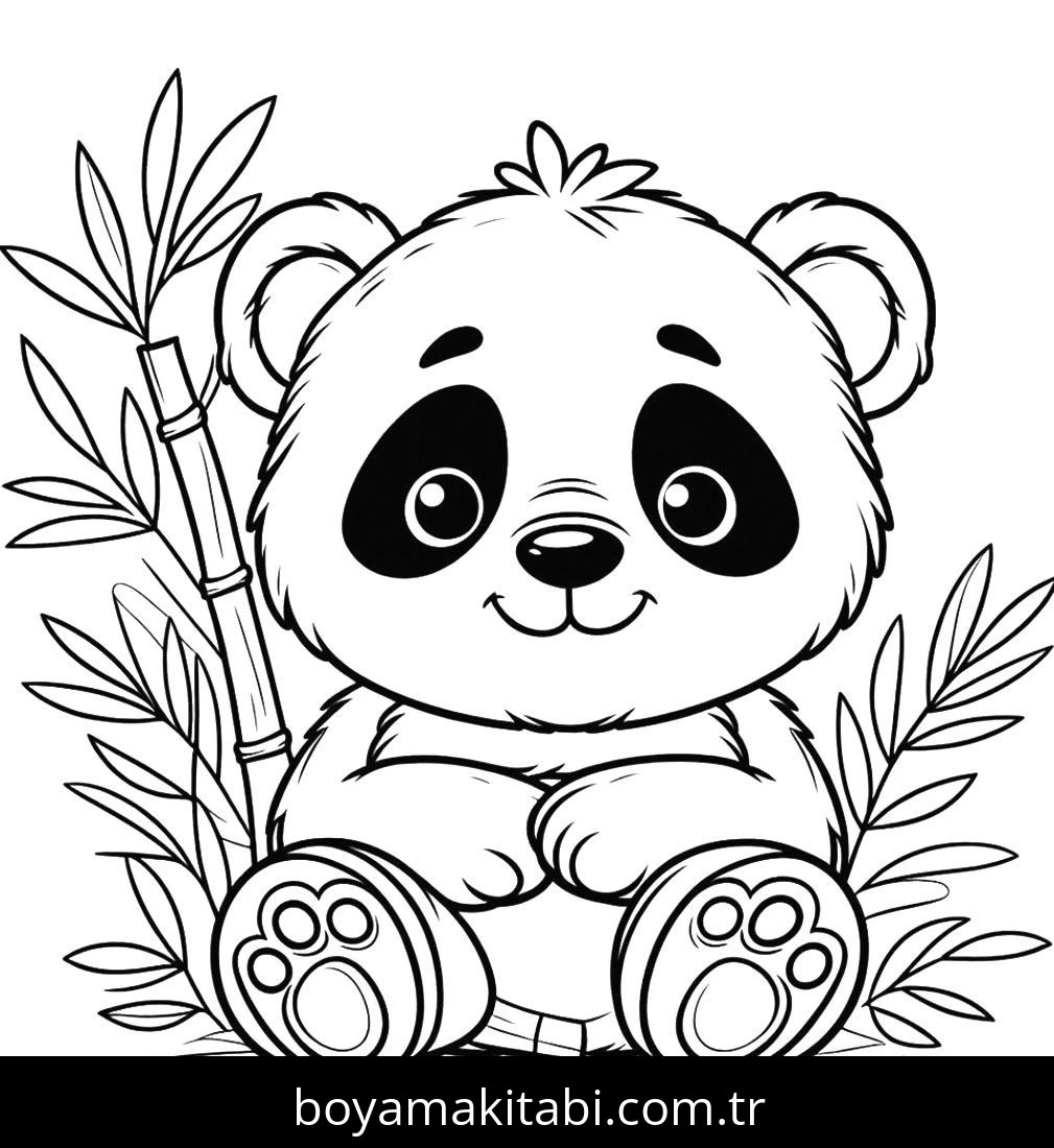 Panda boyama sayfası – sanatsal çalışma, çocuklar için