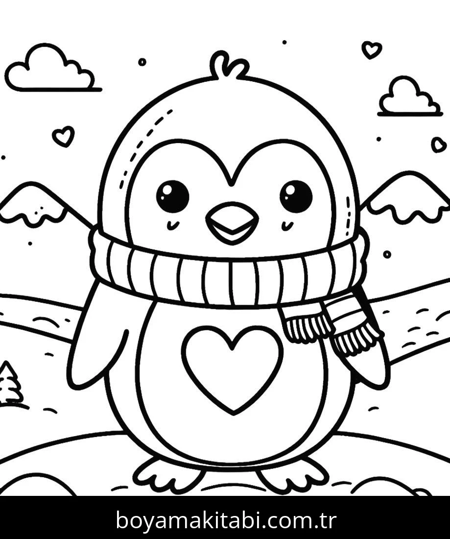 Penguen boyama sayfası – boyama çalışması, yaratıcılığı geliştirir