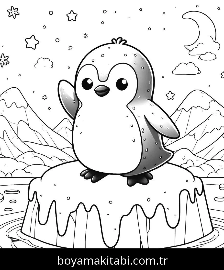Penguen boyama sayfası – ücretsiz yazdır, boyama etkinliği