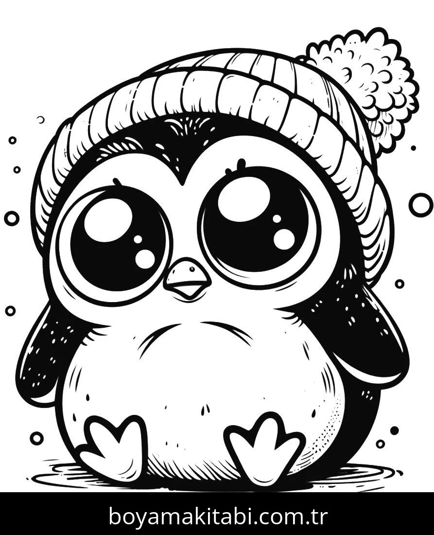 Penguen boyama sayfası – PDF indir, sevimli karakter