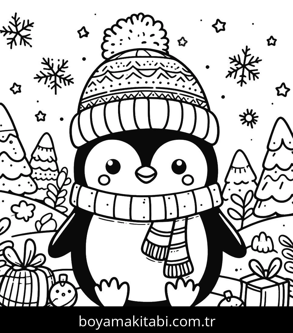Penguen boyama sayfası – kolay boyama, eğitici aktivite